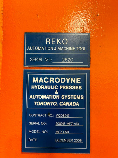 50 Ton Macrodyne Hydraulic Press For Sale
