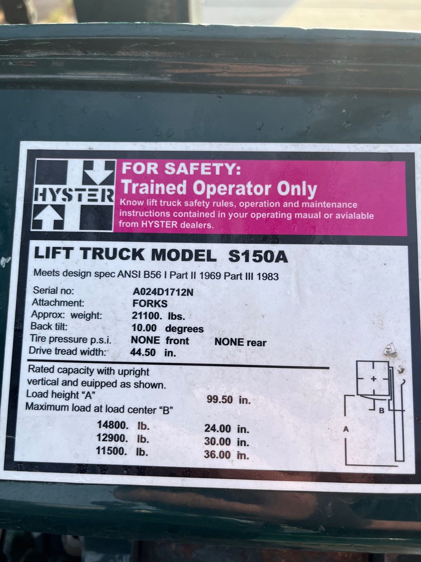 15,000 lb Hyster Forklift For Sale