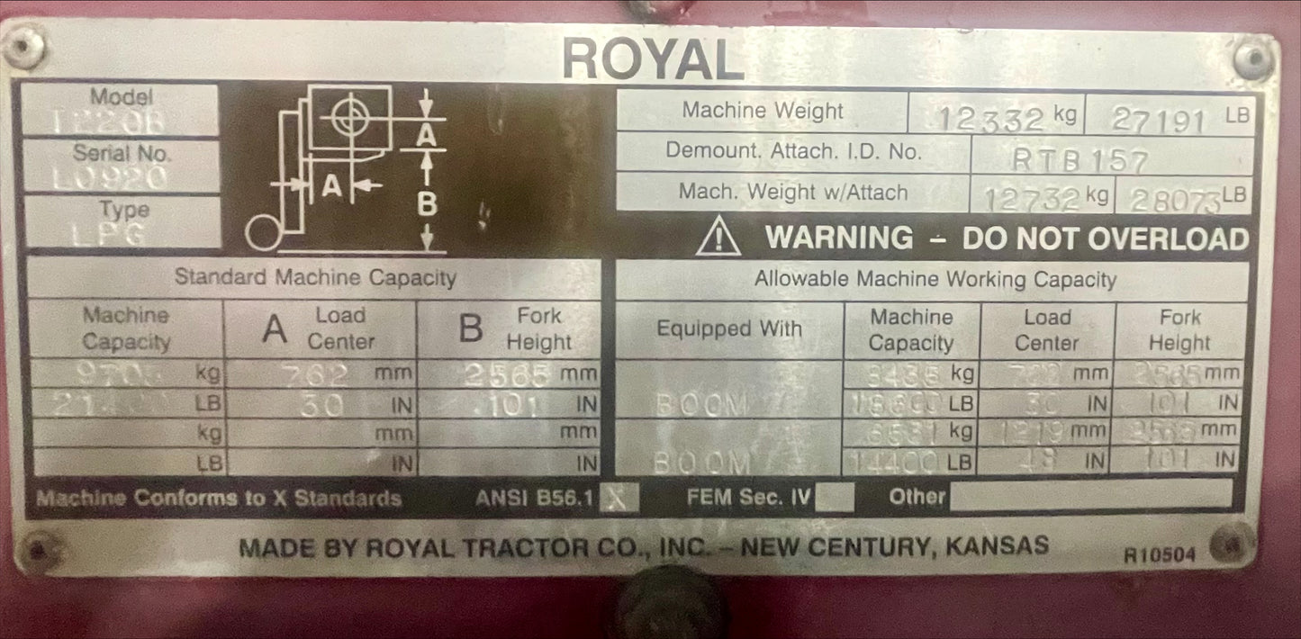 22,000 lb Royal Forklift For Sale