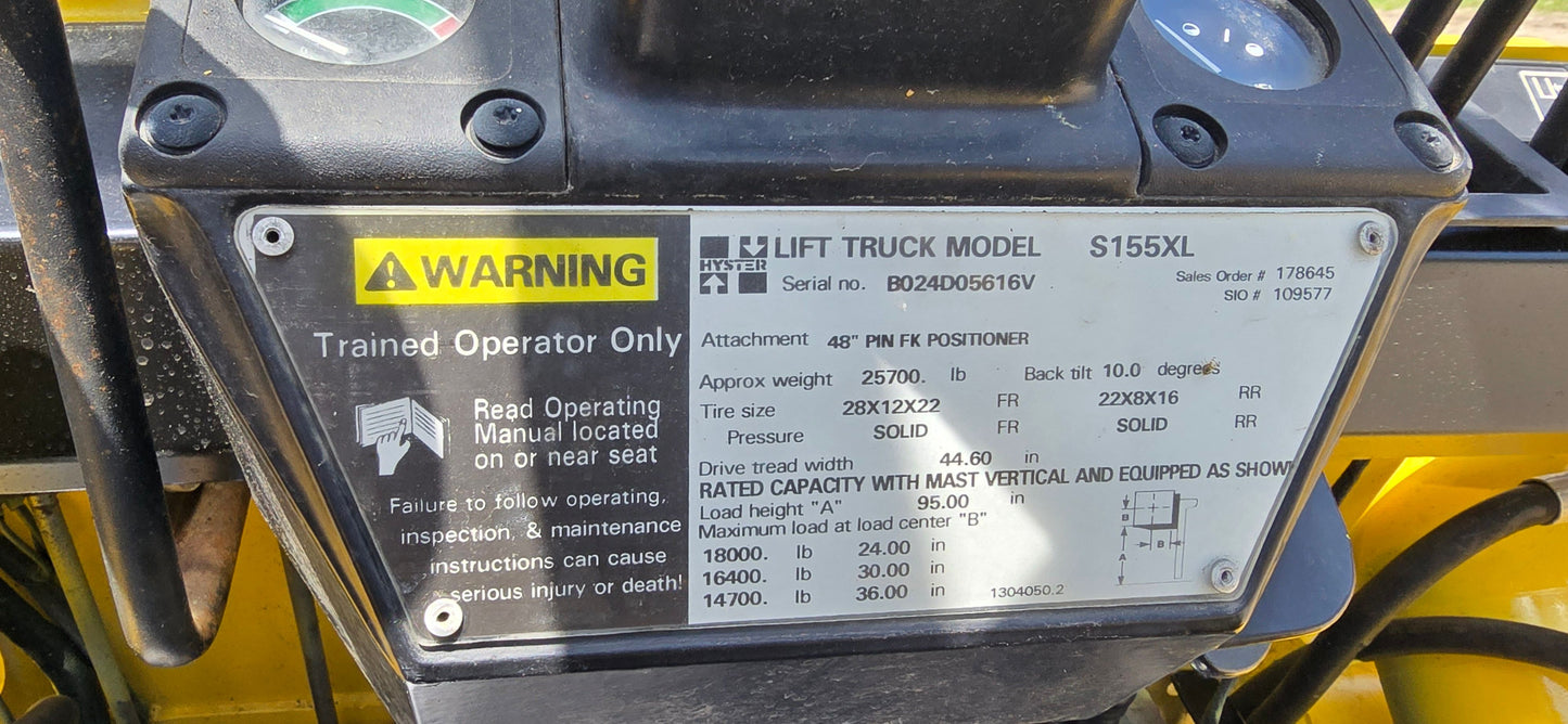 18,000 lb Hyster Forklift For Sale