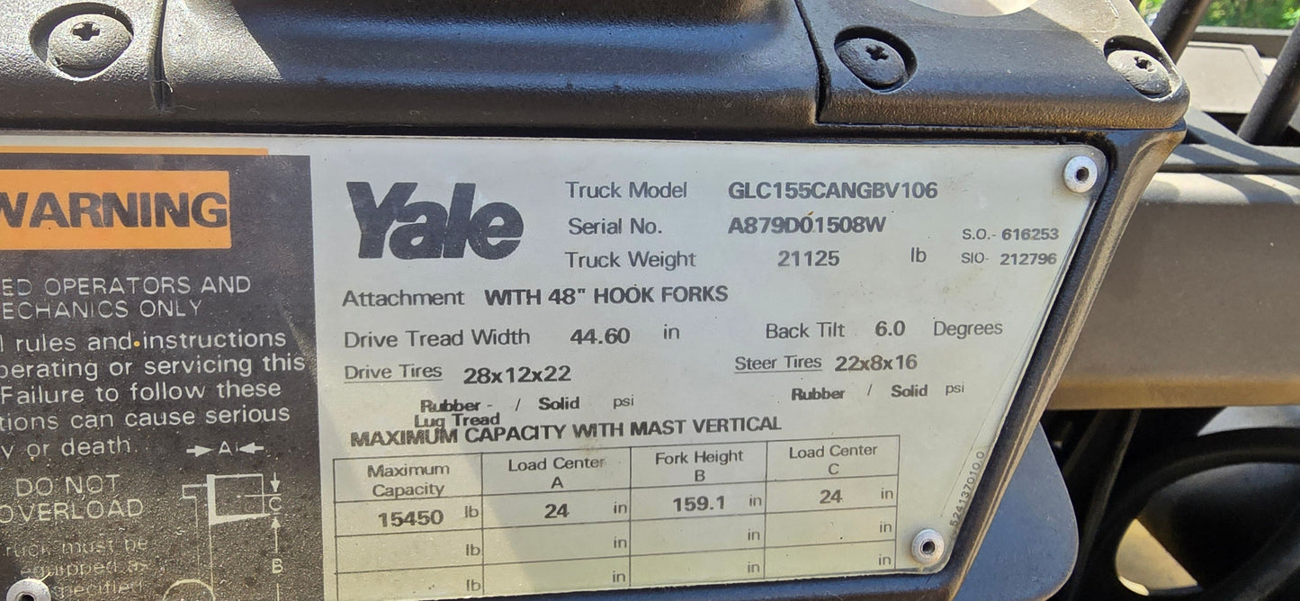 15,500 lb Hyster Forklift For Sale