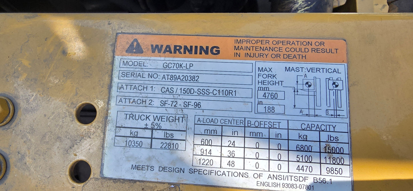 15,500 lb Cat Forklift For Sale