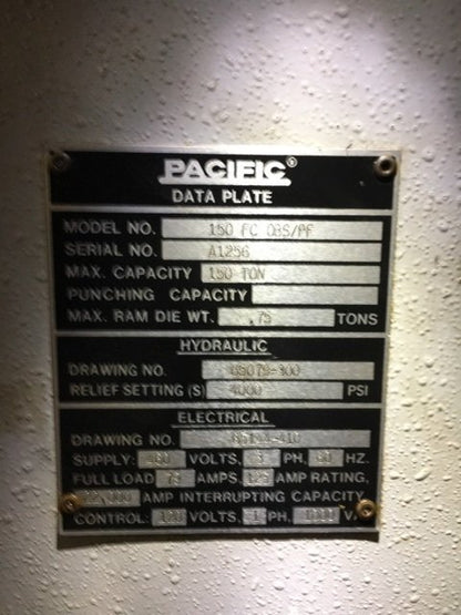 150 Ton Hydraulic Press For Sale Pacific Press