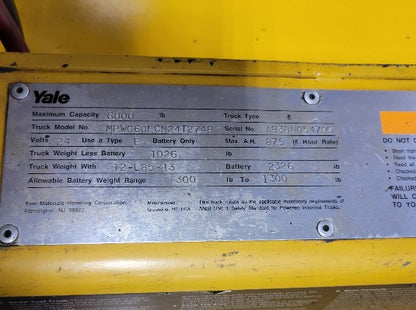 6,000 lb Yale Die Truck For Sale
