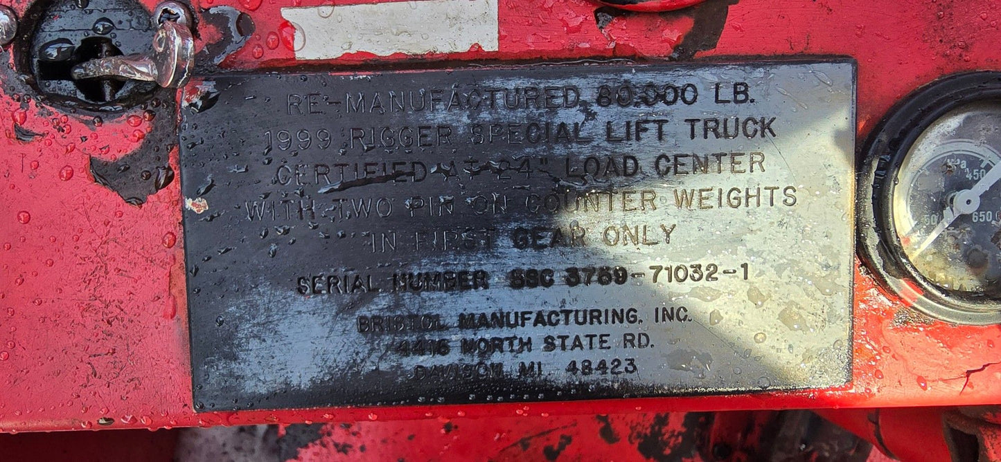 80,000 lbs Bristol Riggers Special Forklift For Sale