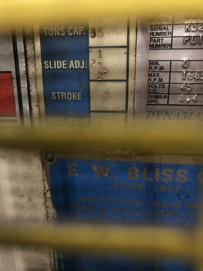 35 Ton Press For Sale Bliss C-35 OBI Press