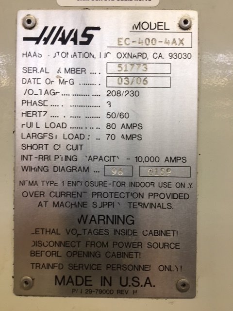 Haas EC-400 CNC Horizontal Machining Center For Sale