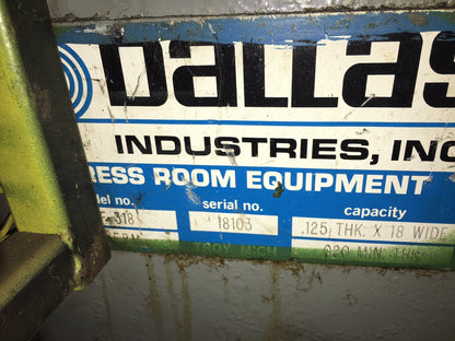 18″ Wide Dallas Industries Press Mount Servo Feeder For Sale