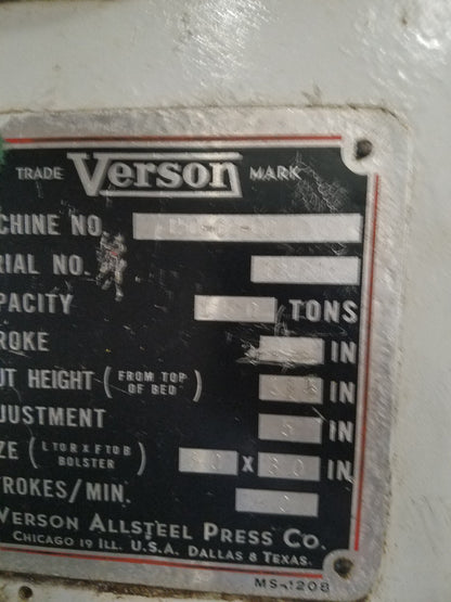 150 Ton Press For Sale Verson Gap-Frame Press